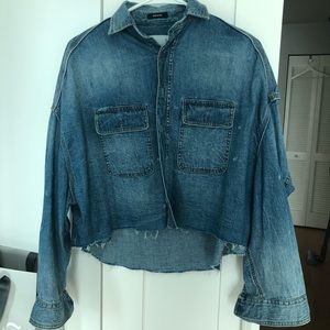 R13 crop oversized denim shirt